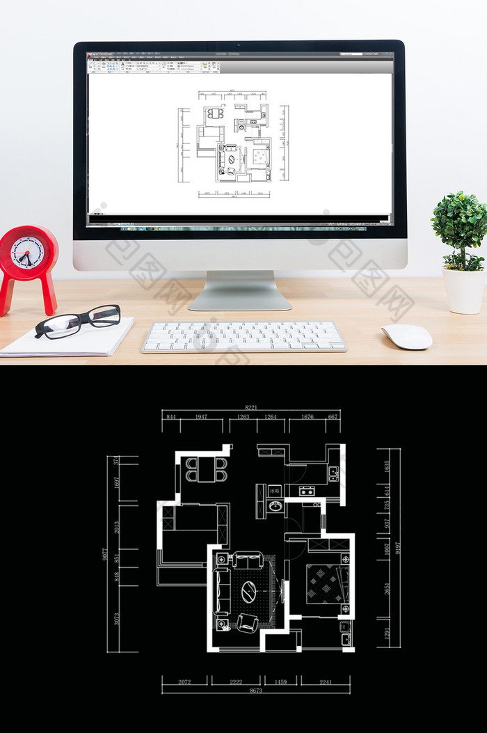 小高层两室CAD平面定制方案图片图片
