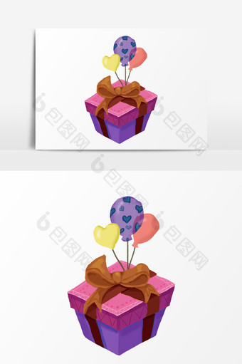 银色情人节礼物气球手绘风元素图片