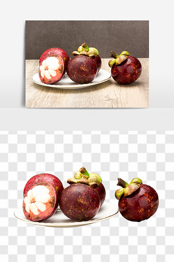 新鲜山竹果盘免抠透底高清水果元素图片
