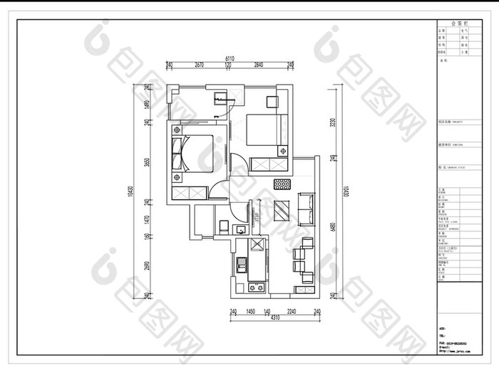 两居室户型CAD高层平面方案