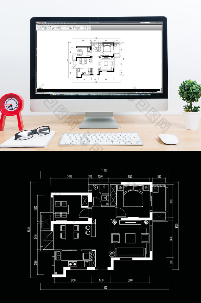 两居室CAD小高层平面方案定制图片图片