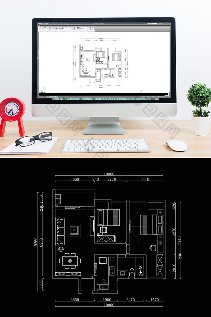 两居室户型CAD小高层平面定制方案