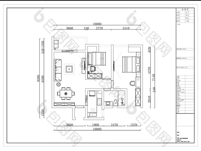 两居室户型CAD小高层平面定制方案
