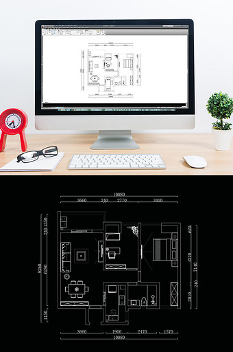 小两房户型CAD平面设计图图片