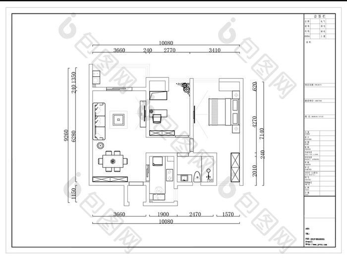小两房户型CAD平面设计图