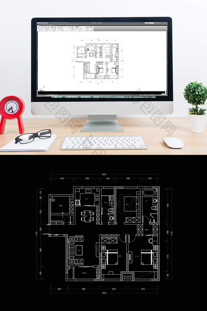 三房户型小高层平面定制方案CAD