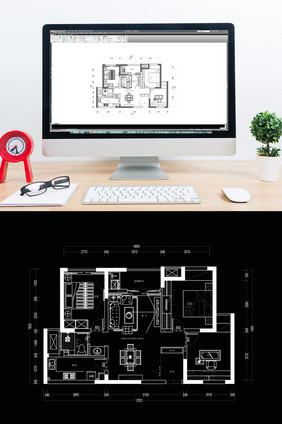 三房户型定制平面方案CAD