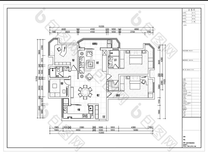 大平层户型平面定制方案CAD