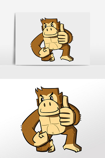 卡通棕色大猩猩插画元素图片
