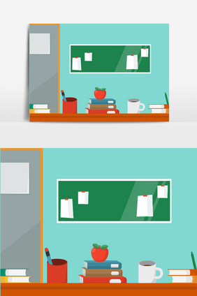 卡通清新开学办公室教室矢量元素