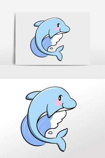卡通可爱小海豚插画元素图片