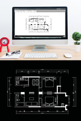 两房户型CAD高层平面定制方案