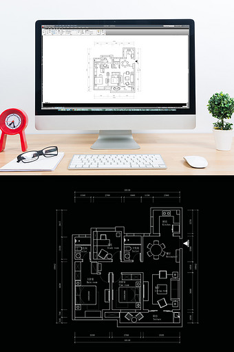三居室户型高层CAD平面设计图片