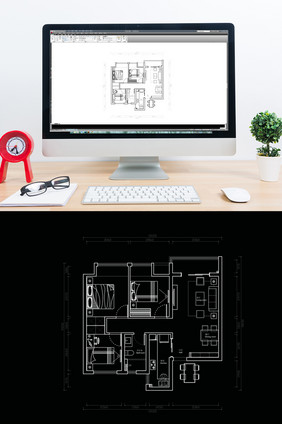 CAD三居室户型高层平面方案定制