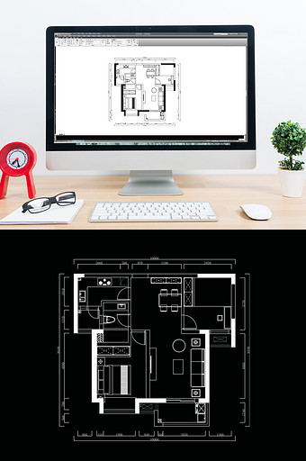 CAD高层两居室户型平面方案设计图片