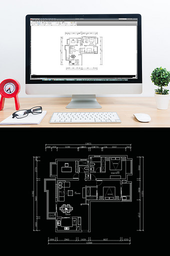 CAD高层三居室户型平面方案设计图片