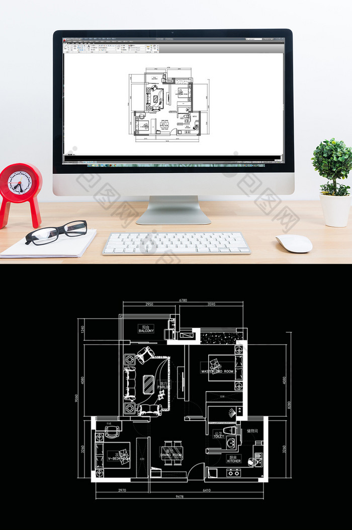 高层户型两居室CAD平面方案图片图片