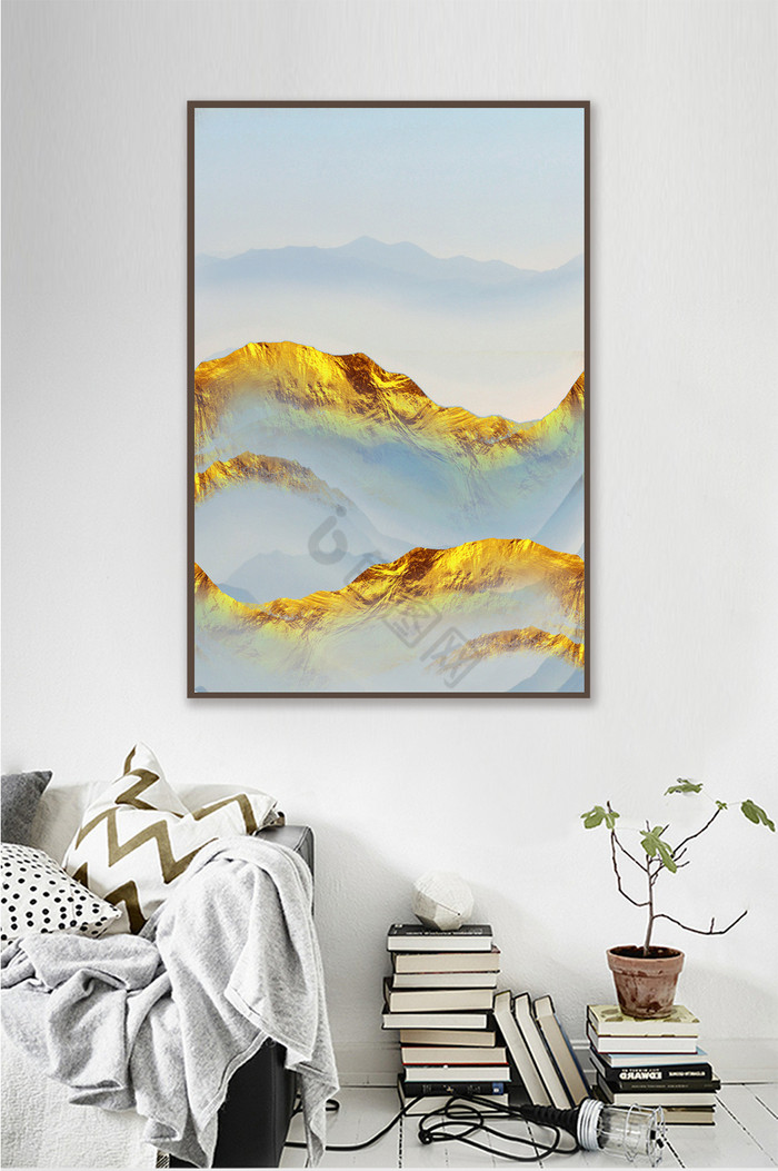 金色创意抽象山水图片