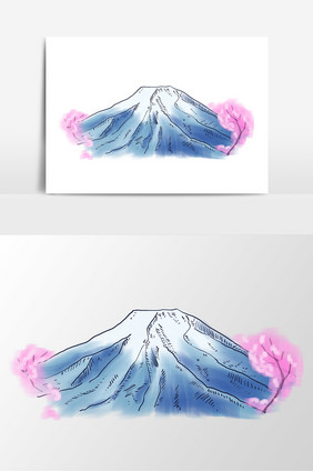 矢量手绘日本富士山元素