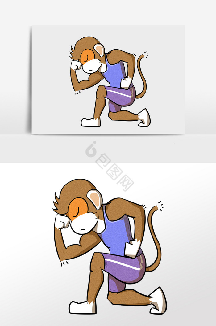 健身猴子插画图片