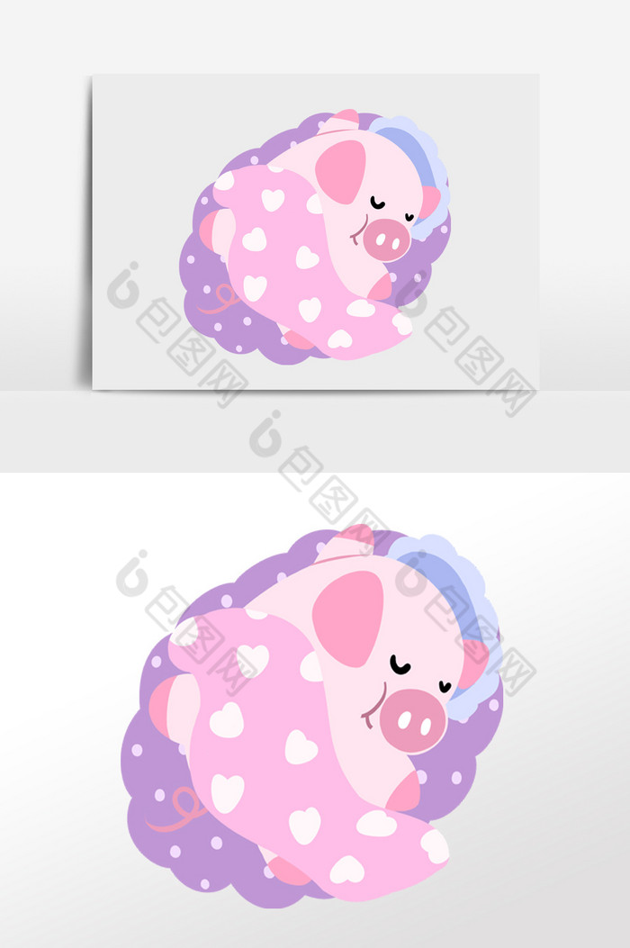 粉红小猪睡觉插画图片图片