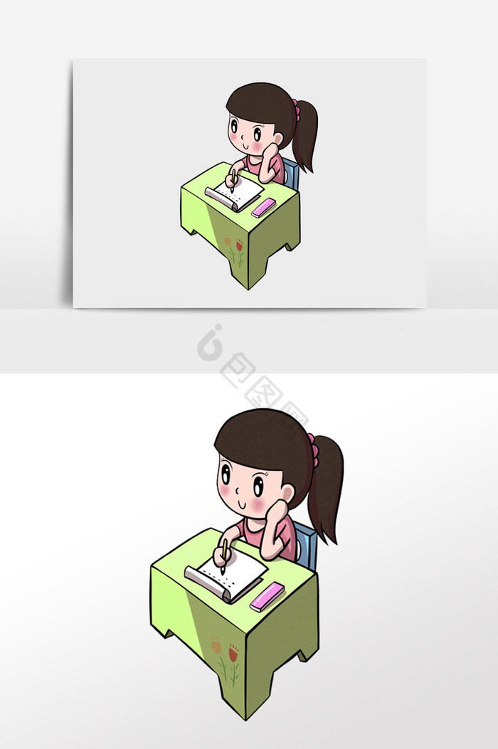 小学生写作业漫画图图片-小学生写作业漫画图素材免费下载-包图网