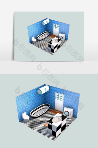 洗手间浴室3D立体素材图片
