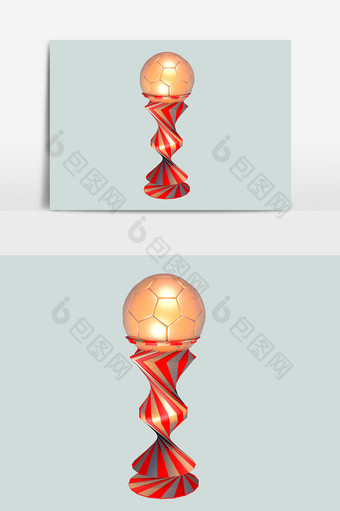 足球奖杯3D立体素材图片