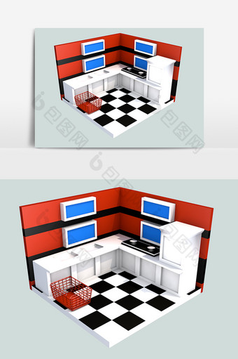 3D效果厨房立体素材图片