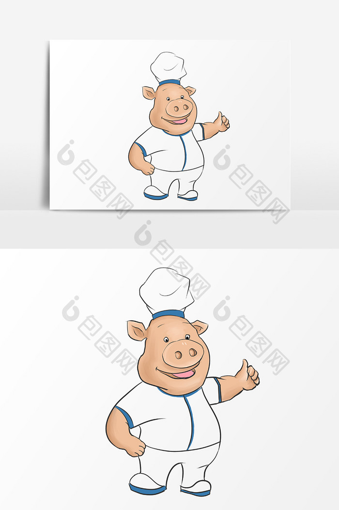 猪哥厨师卡通形象元素
