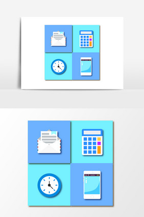矢量卡通办公日常图标元素