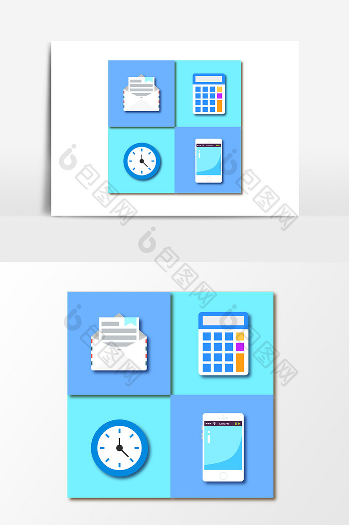 矢量卡通办公日常图标元素