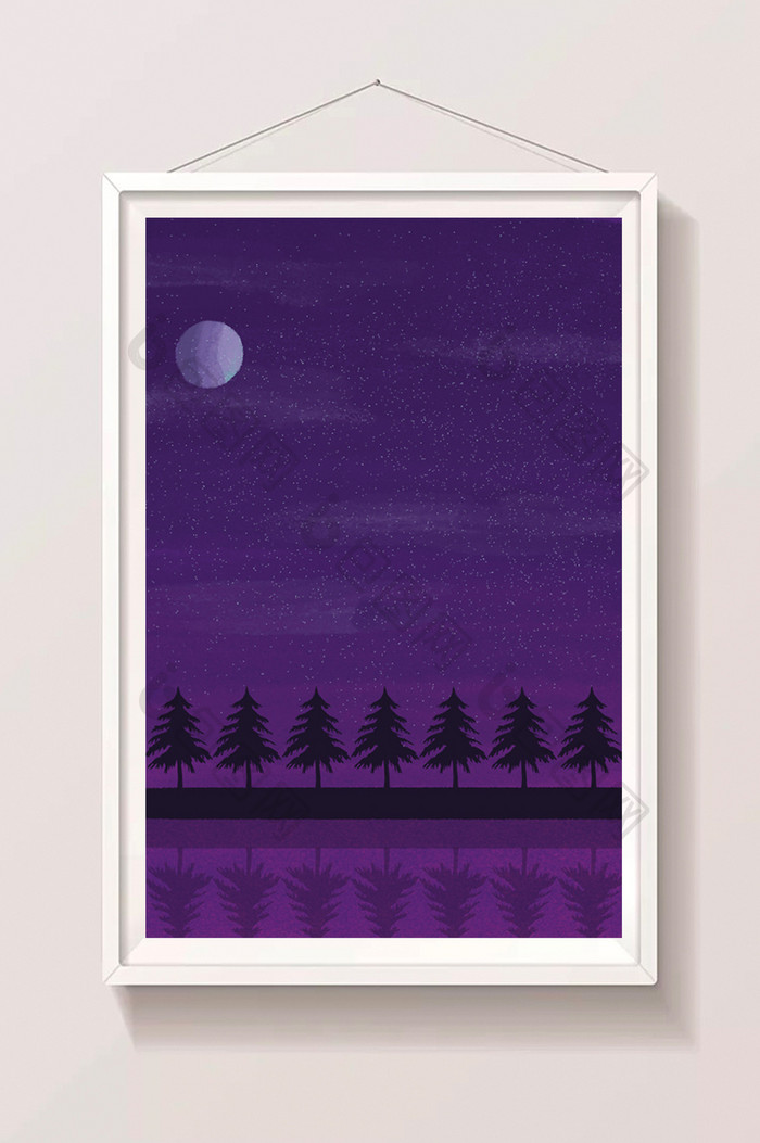 深紫色深夜美丽背景插画