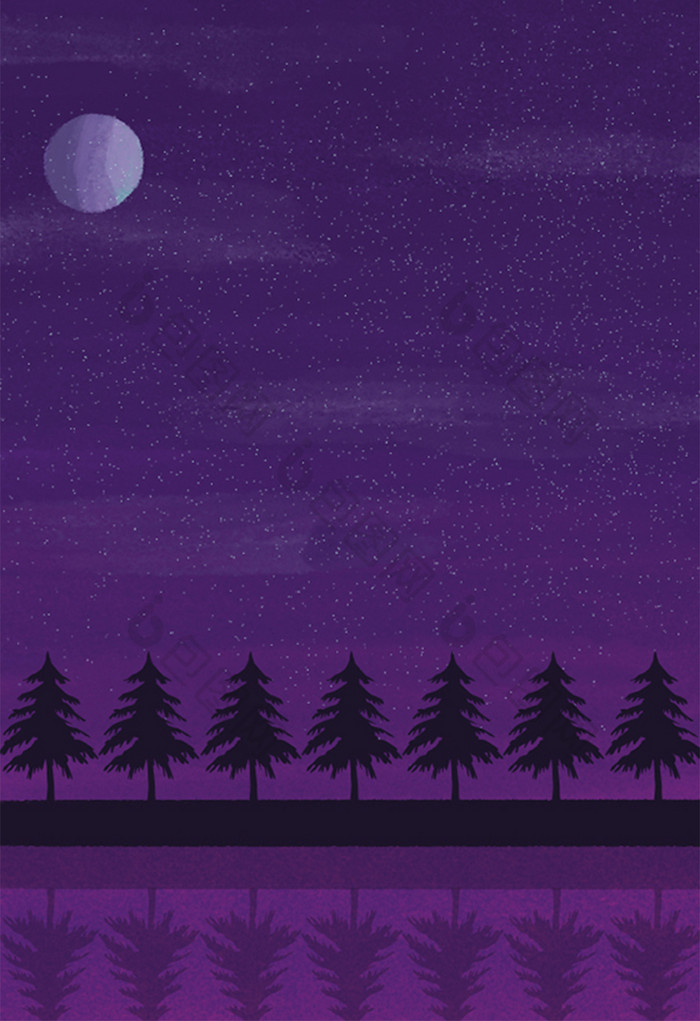 深紫色深夜美丽背景插画