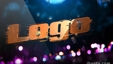 雨水灯光中未来派logo片头动画AE模板