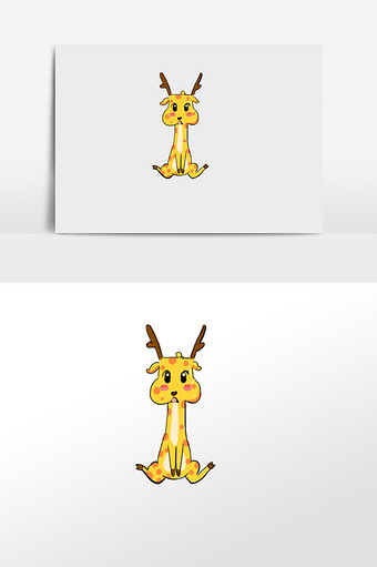 橘色卡通长颈鹿手绘元素插画图片