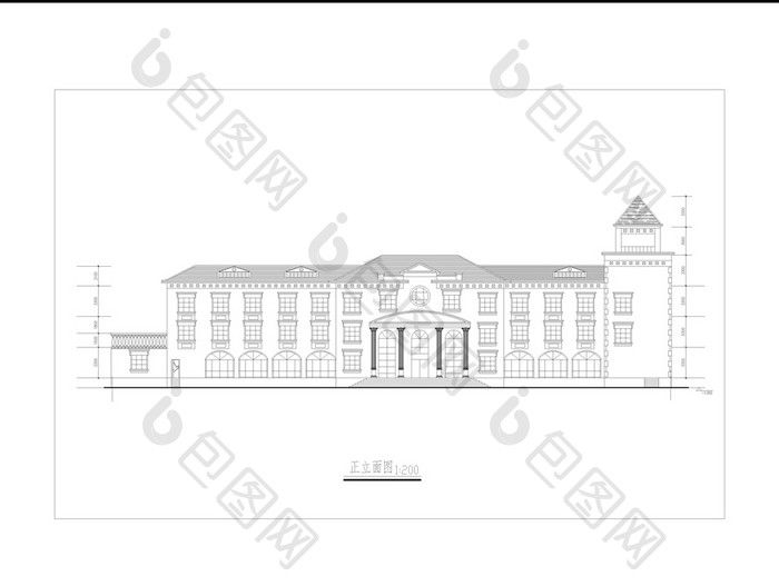 度假村综合楼欧式建筑方案CAD