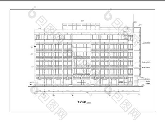 办公楼多层CAD建筑施工图全套