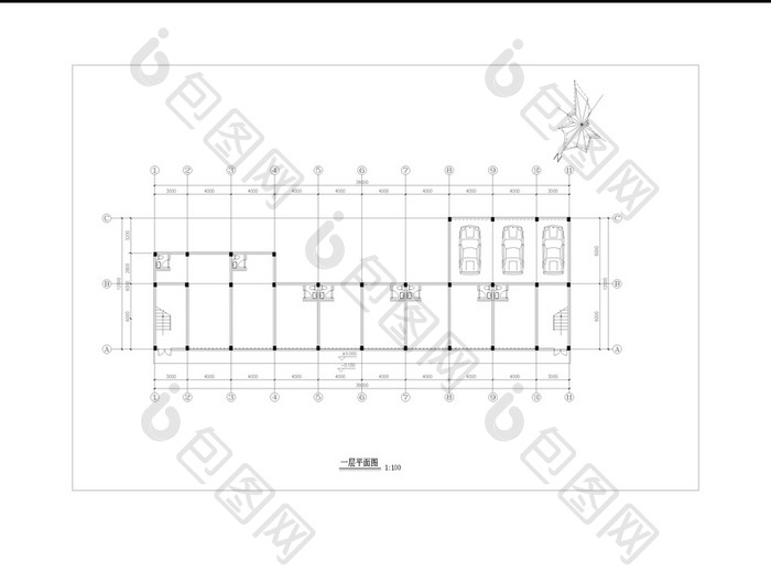 六层商业建筑平立面方案图CAD