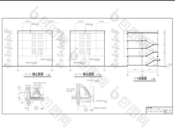 某四层商住楼的建筑施工图CAD