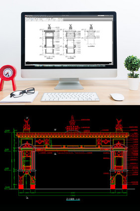 某步行街门楼CAD设计方案