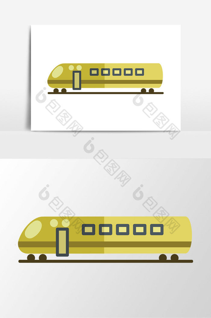 矢量手绘黄色高速玩具高铁元素