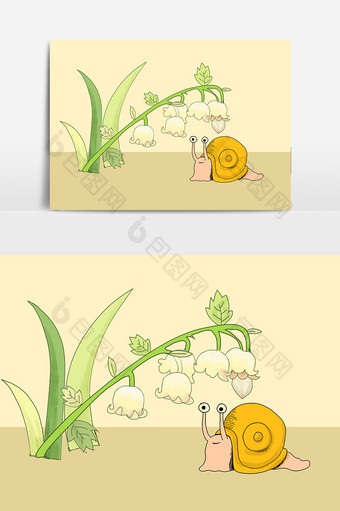 手绘蜗牛设计元素图片