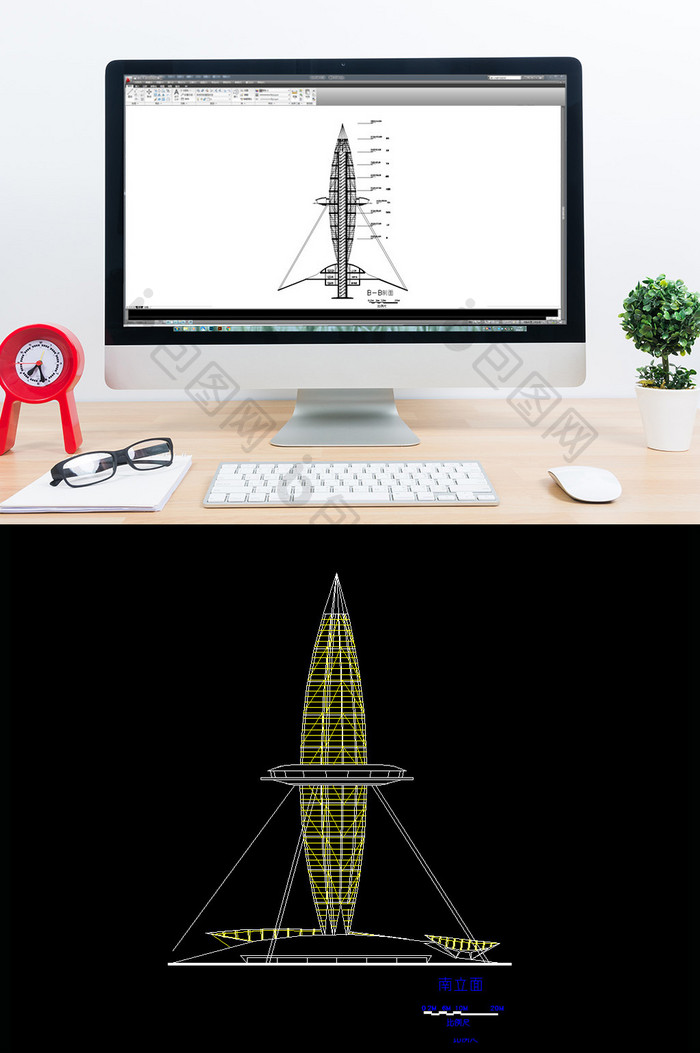某观光塔建筑设计方案图CAD