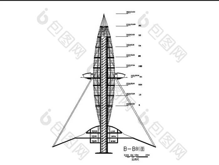 某观光塔建筑设计方案图CAD