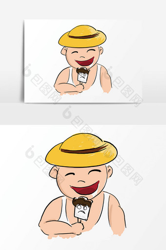 二十四节气小暑儿童吃雪糕元素图片