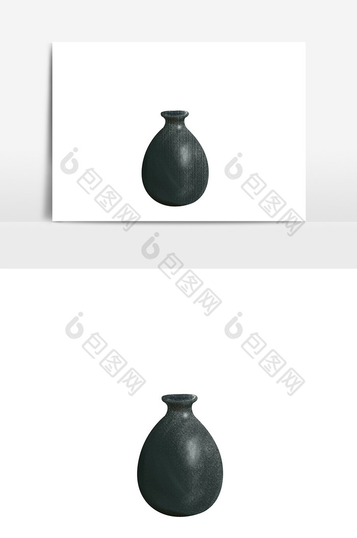 手绘黑色花瓶设计元素