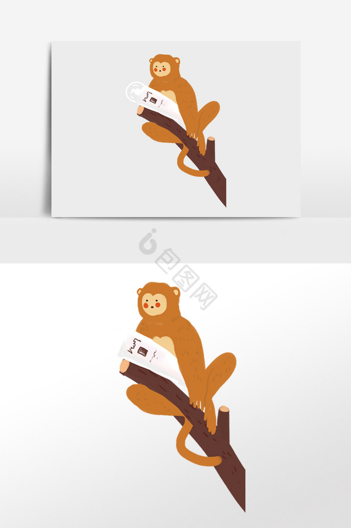 动物猴子树干图片