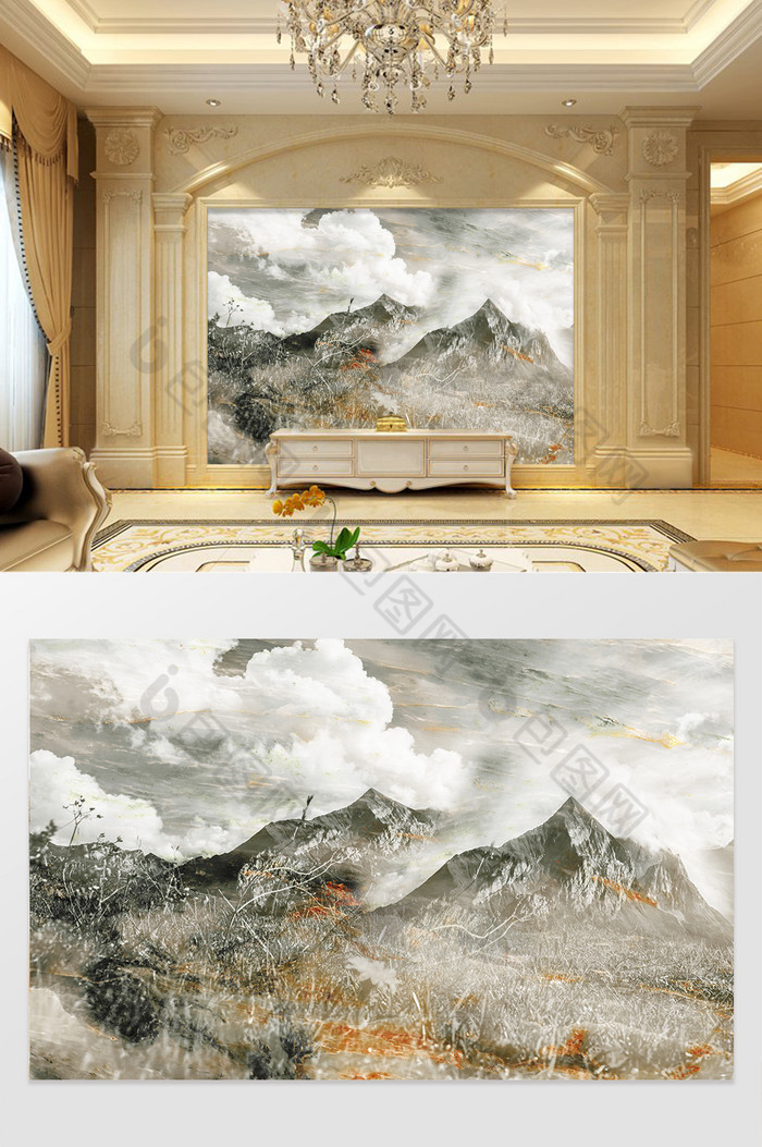 大理石纹定制山水印象背景墙图片图片