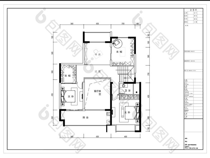 跃层四居室户型CAD平面规划